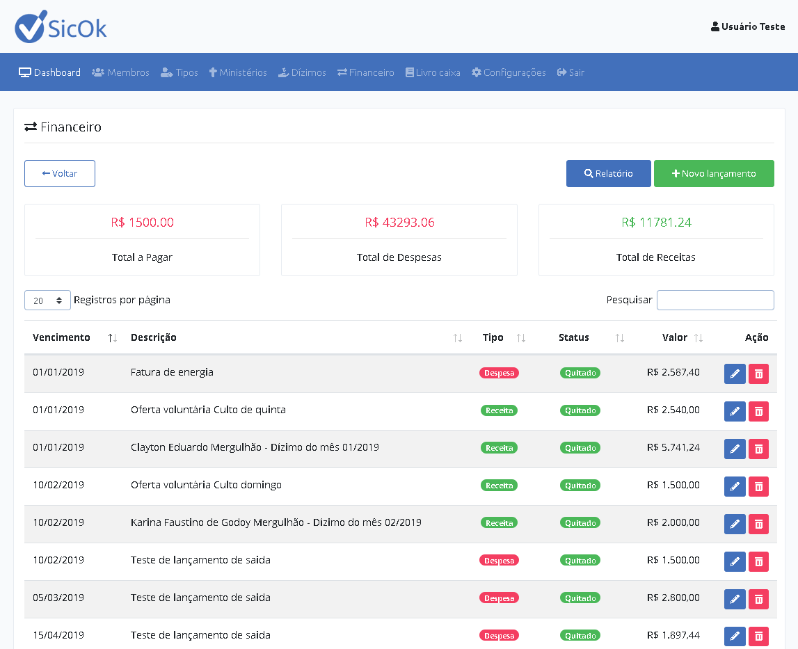 Controle Financiero